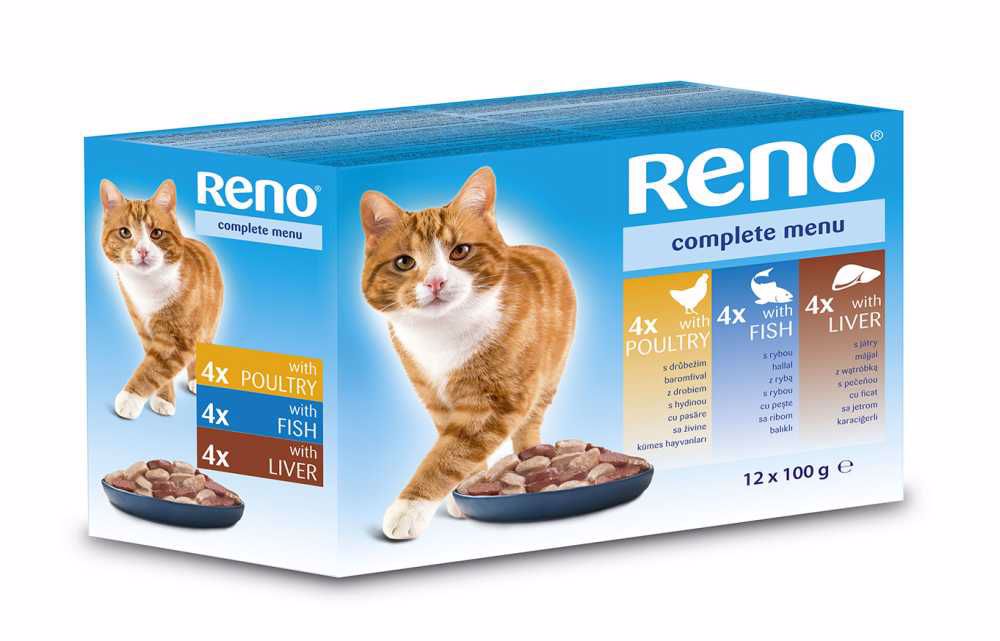 RENO Cat drůbeží, rybí a játra, kapsa 100 g (12 pack)