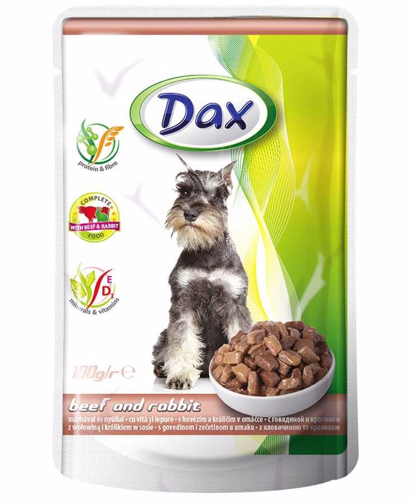 Dax Dog hovězí a králičí, kapsička 100 g PRODEJ PO BALENÍ (24 ks)