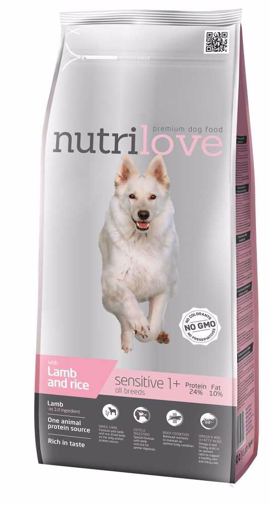 Nutrilove pes Sensitive jehněčí a rýže, granule 3 kg