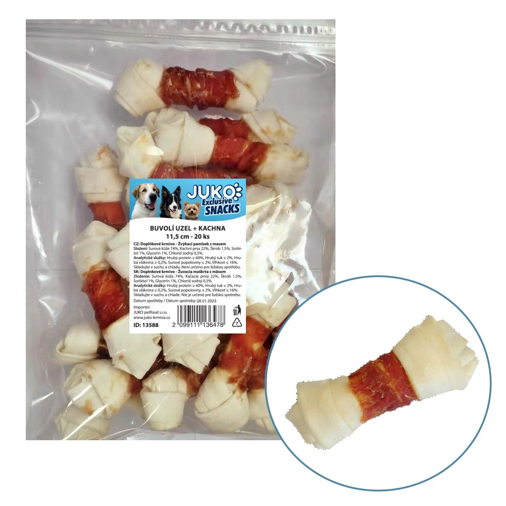 Uzel buvolí s kachním masem JUKO Snacks 11,5cm (20 ks)