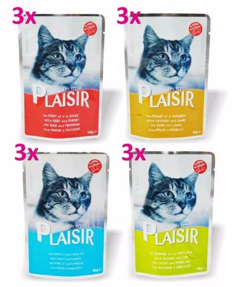 Plaisir Cat Multipack, kapsičky 100 g (12 ks)