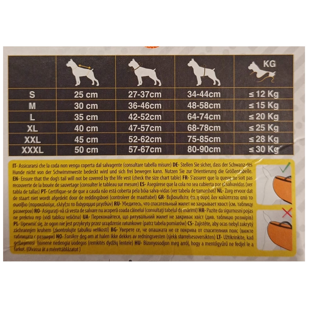 Záchranná/plovací vesta pes XL 45 cm