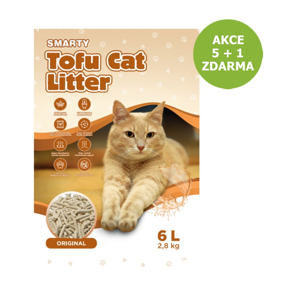 Smarty Tofu Cat Litter Original podestýlka bez vůně 6 l AKCE 5 + 1 ZDARMA