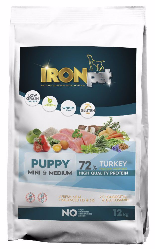 IRONpet Dog Puppy Mini & Medium Turkey (Krocan) 12 kg