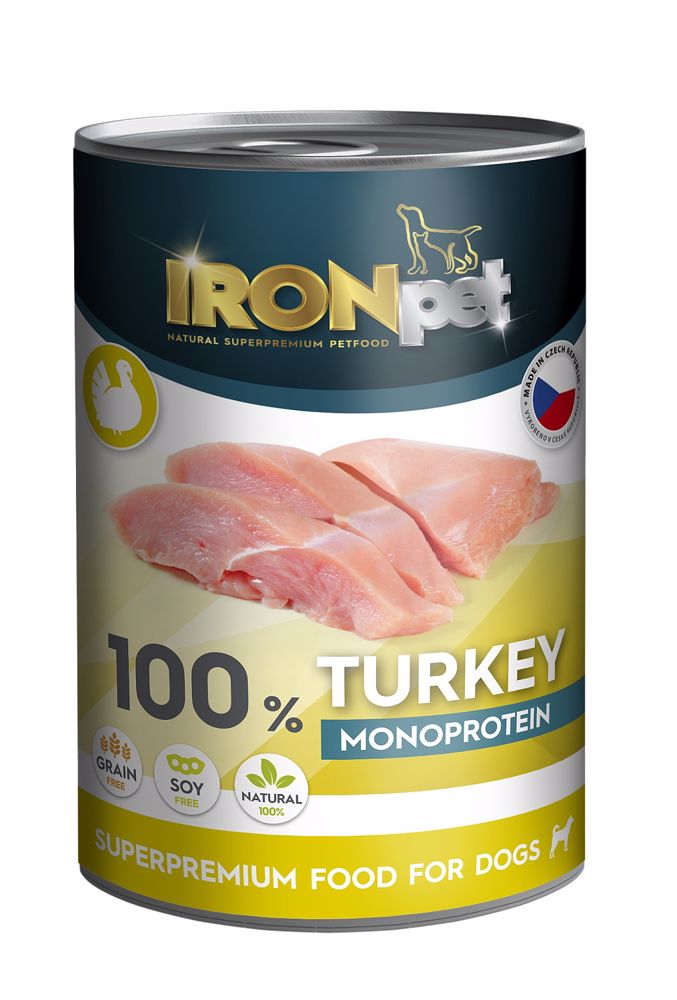 IRONpet Dog Turkey (Krůta) 100 % Monoprotein, konzerva 400 g