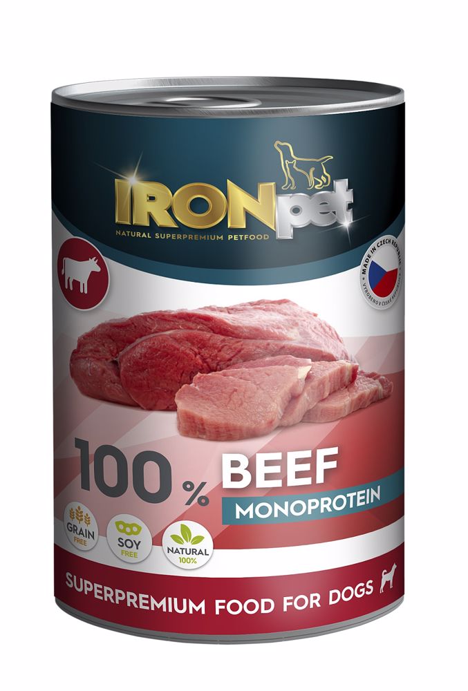 IRONpet Dog Beef (Hovězí) 100 % Monoprotein, konzerva 400 g