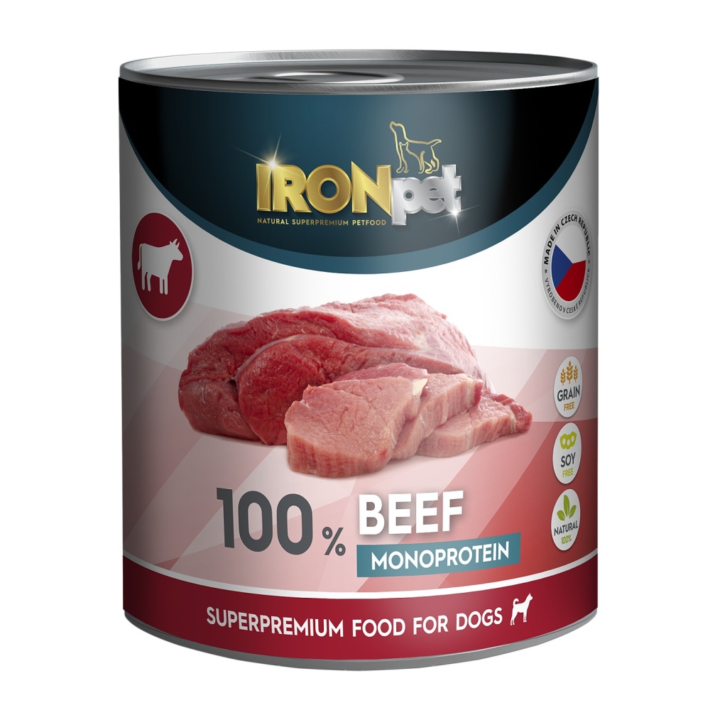 IRONpet Dog Beef (Hovězí) 100 % Monoprotein, konzerva 800 g