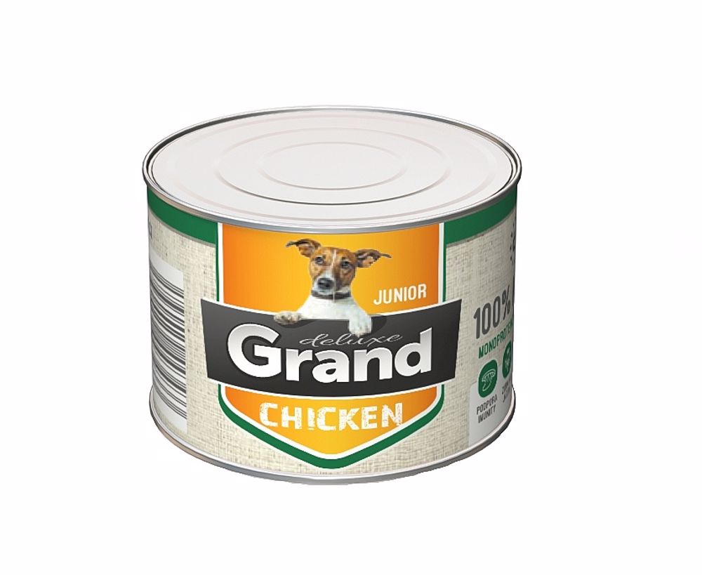 Grand deluxe Dog Junior 100 % kuřecí, konzerva 180 g PRODEJ PO BALENÍ (12 ks)