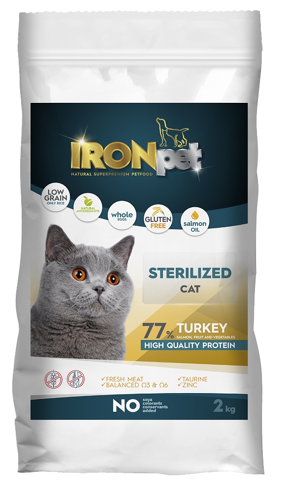 IRONpet Cat Sterilized Turkey (Krůta) 2 kg