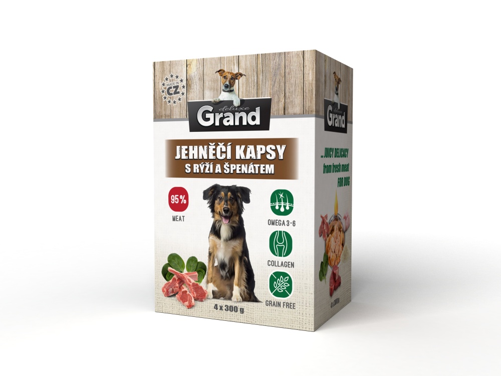 Grand deluxe Dog jehněčí, kapsička 300 g (4 pack)