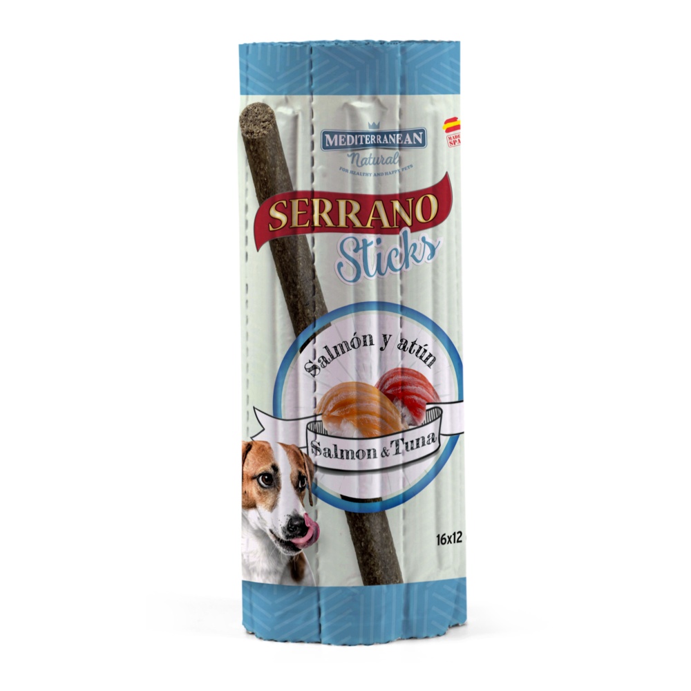 Serrano Dog Sticks Salmon & Tuna, tyčinka 16 x 12 g (10 ks) SLEVA 10 %