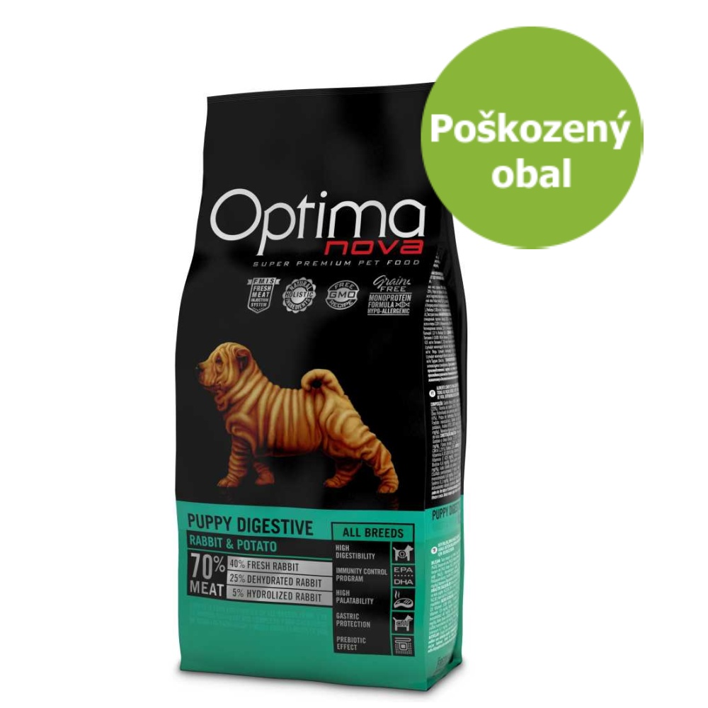 OPTIMAnova Dog Puppy Digestive Rabbit & Potato GF 8,5 kg - Poškozený obal - SLEVA 20 %