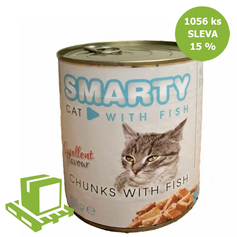 SMARTY Cat Rybí chunks, konzeva 810 g (paleta 1056 ks) SLEVA 15 %