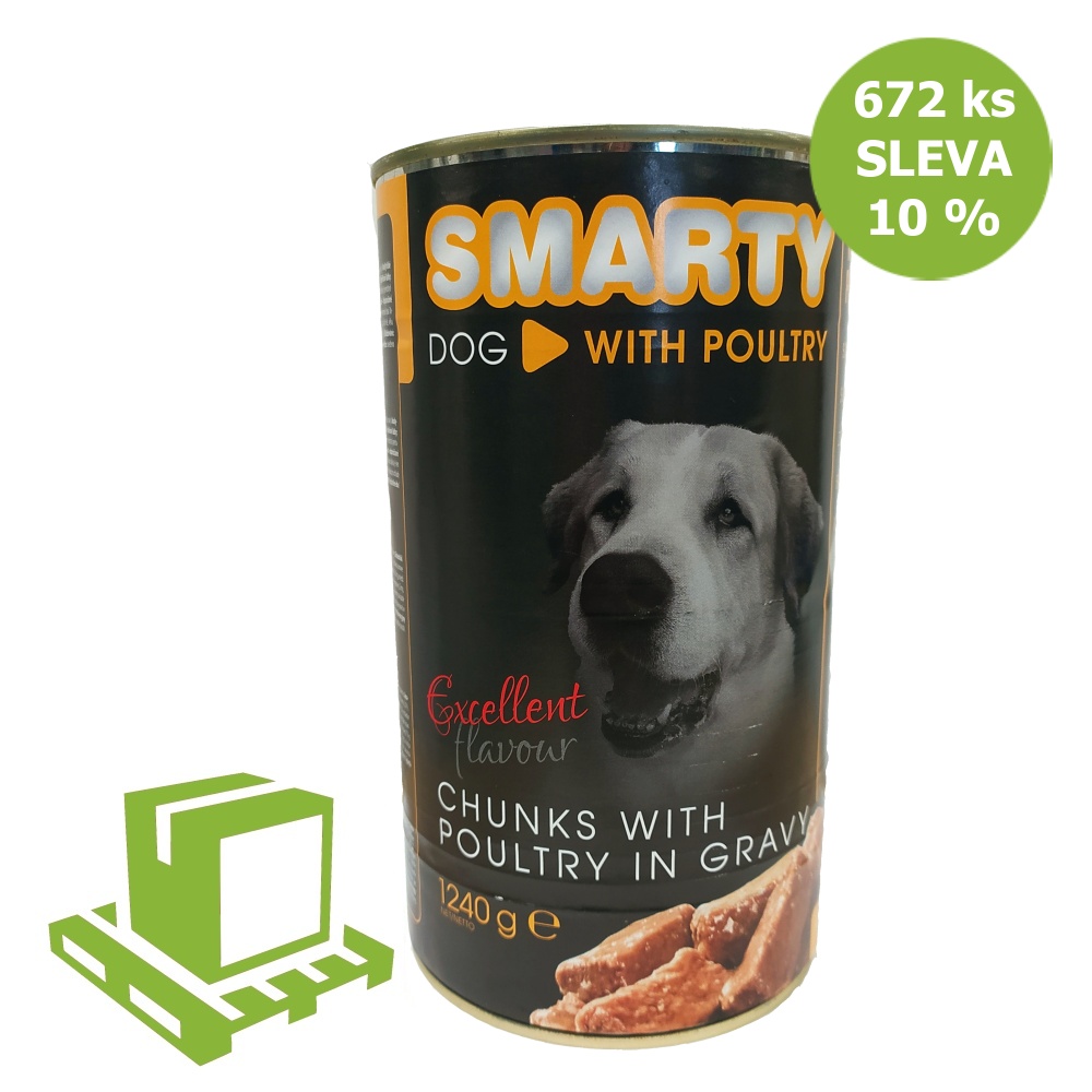 SMARTY Dog Drůbeží chunks, konzerva 1240 g (paleta 672 ks) SLEVA 10 %