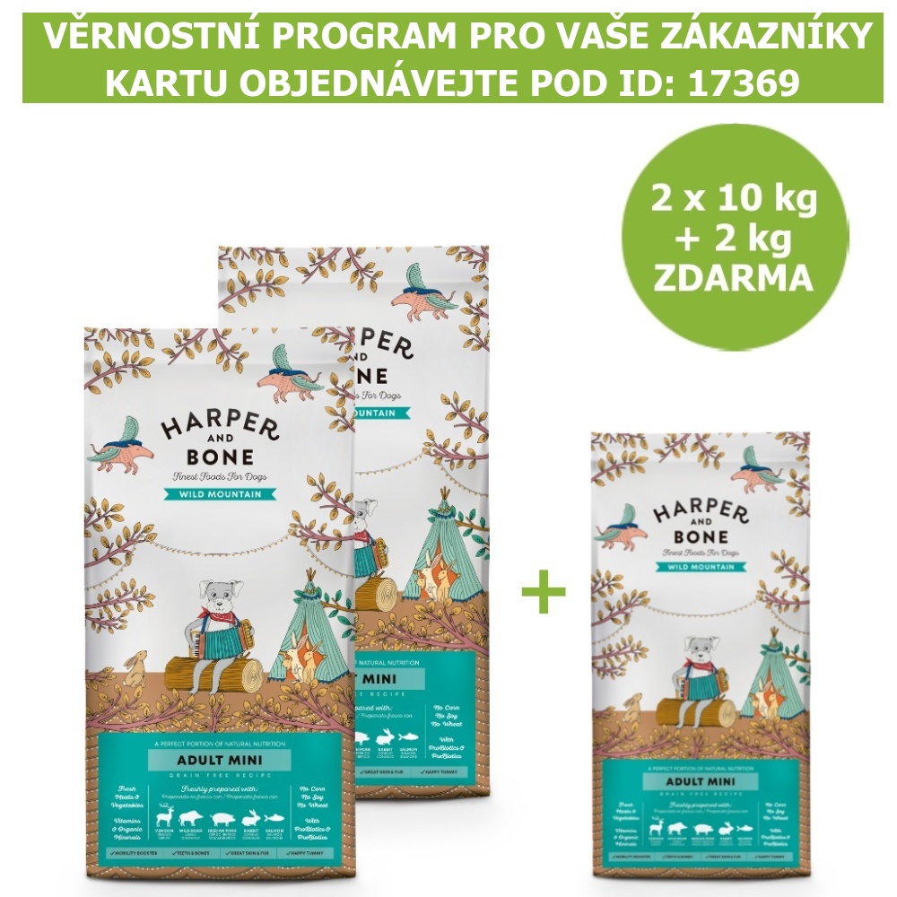 Harper and Bone Dog Adult Mini divoké hory AKCE 2 x 10 kg + 2 kg ZDARMA