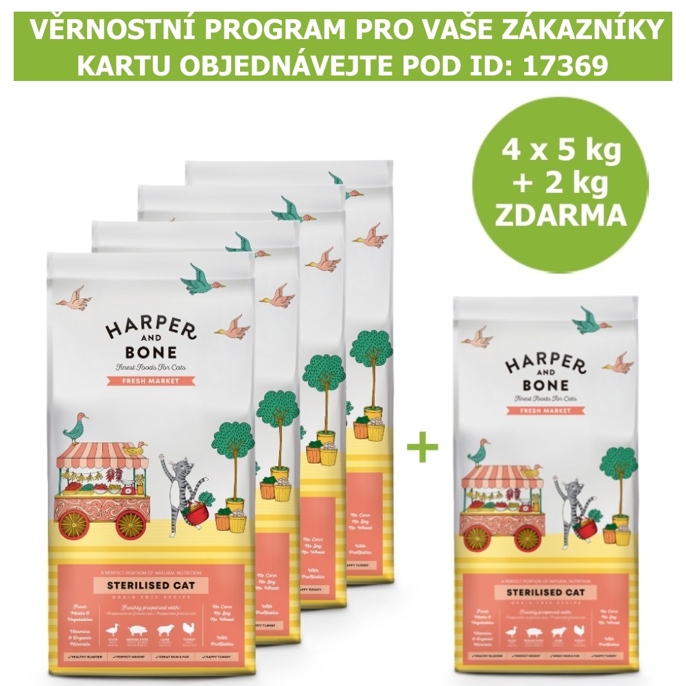 Harper and Bone Cat Sterilised čerstvé z trhu AKCE 4 x 5 kg + 2 kg ZDARMA