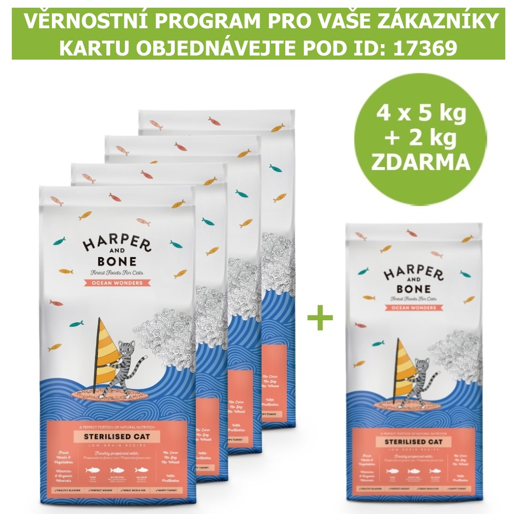 Harper and Bone Cat Sterilised divy oceánu AKCE 4 x 5 kg + 2 kg ZDARMA