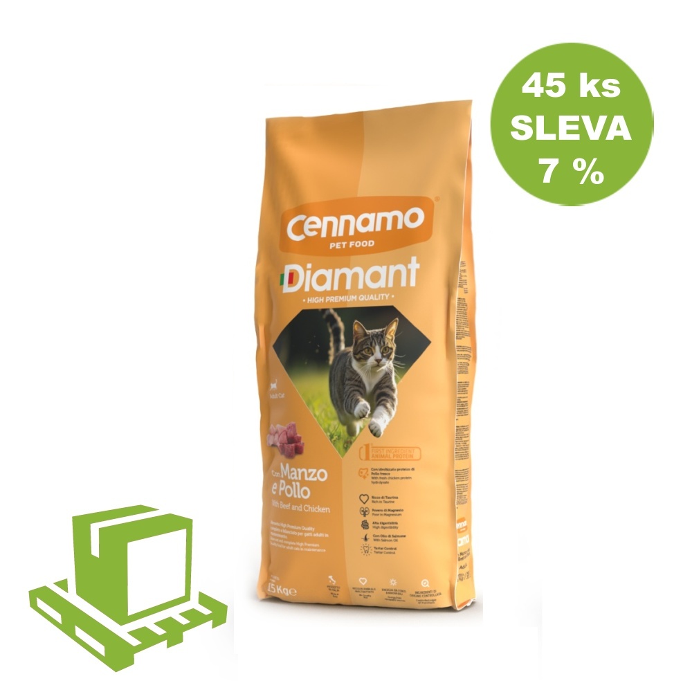 Diamant Cat Micio Hovězí a kuře 15 kg (paleta 45 ks) SLEVA 7 %