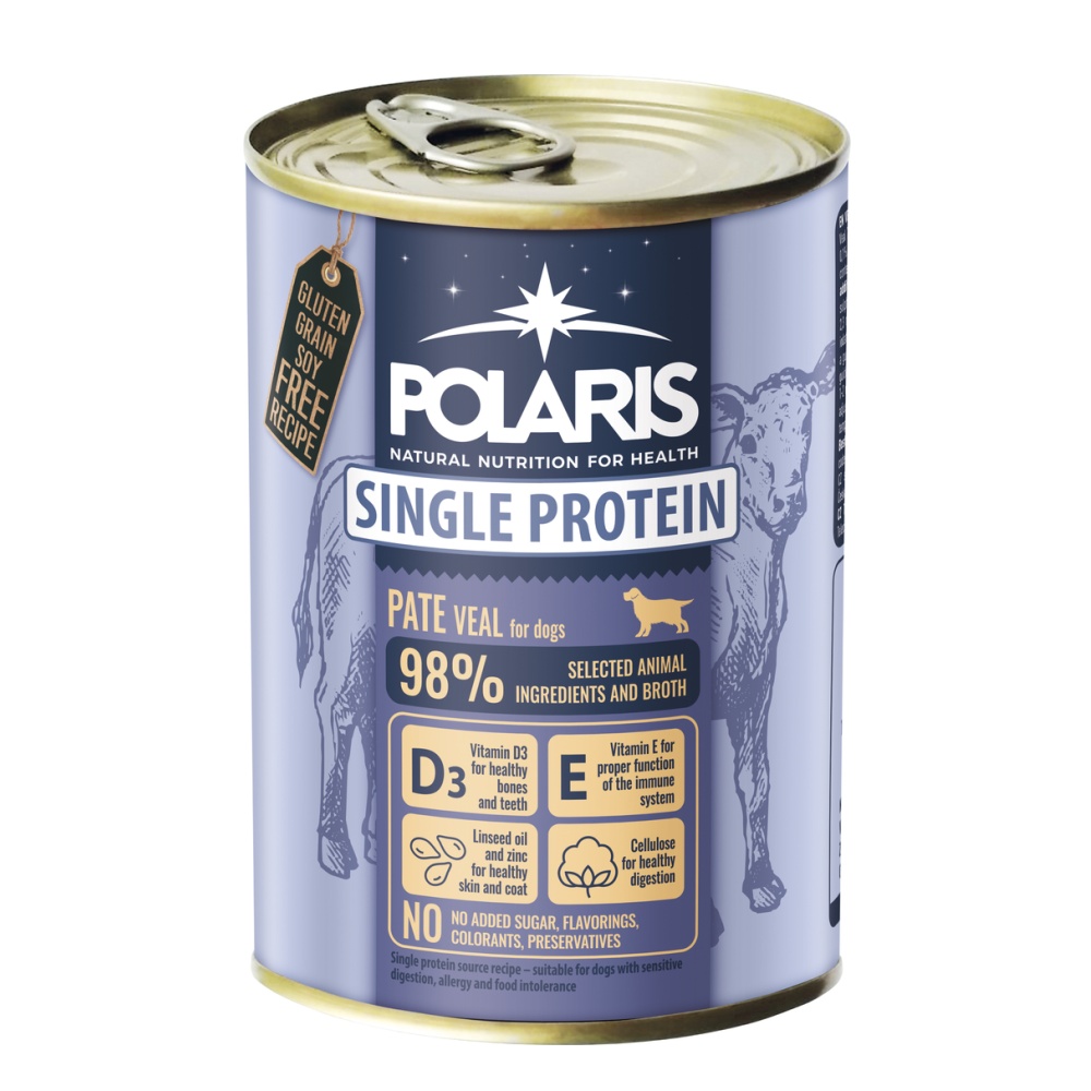 Polaris Single Protein Paté Pes Telecí, konzerva 400 g PRODEJ PO BALENÍ (6 ks)