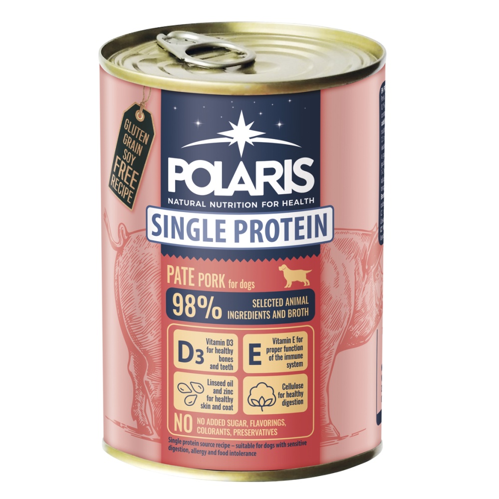 Polaris Single Protein Paté Pes Vepřová, konzerva 400 g PRODEJ PO BALENÍ (6 ks)