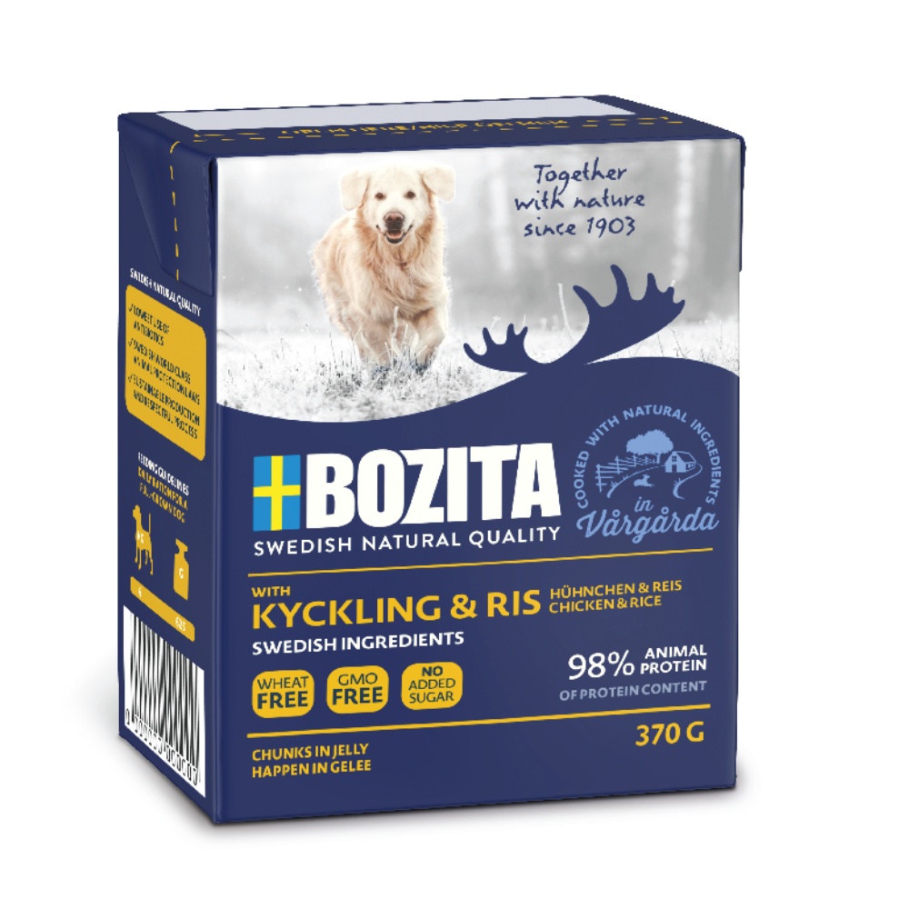 Bozita Dog kousky v želé s kuřecím a rýží 370 g PRODEJ PO BALENÍ (6 ks)