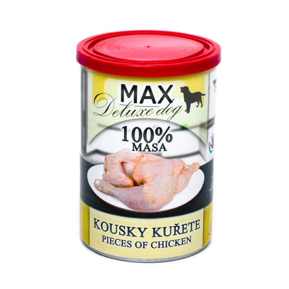 MAX Deluxe Dog kousky kuřete, konzerva 400 g