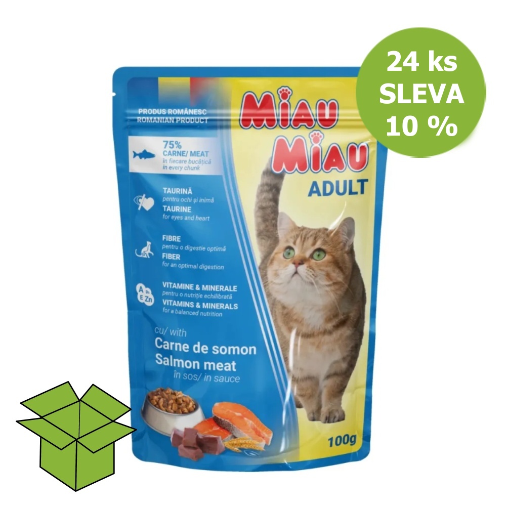 Miau Miau Cat losos, kapsa 100 g (24 ks) SLEVA 10 %