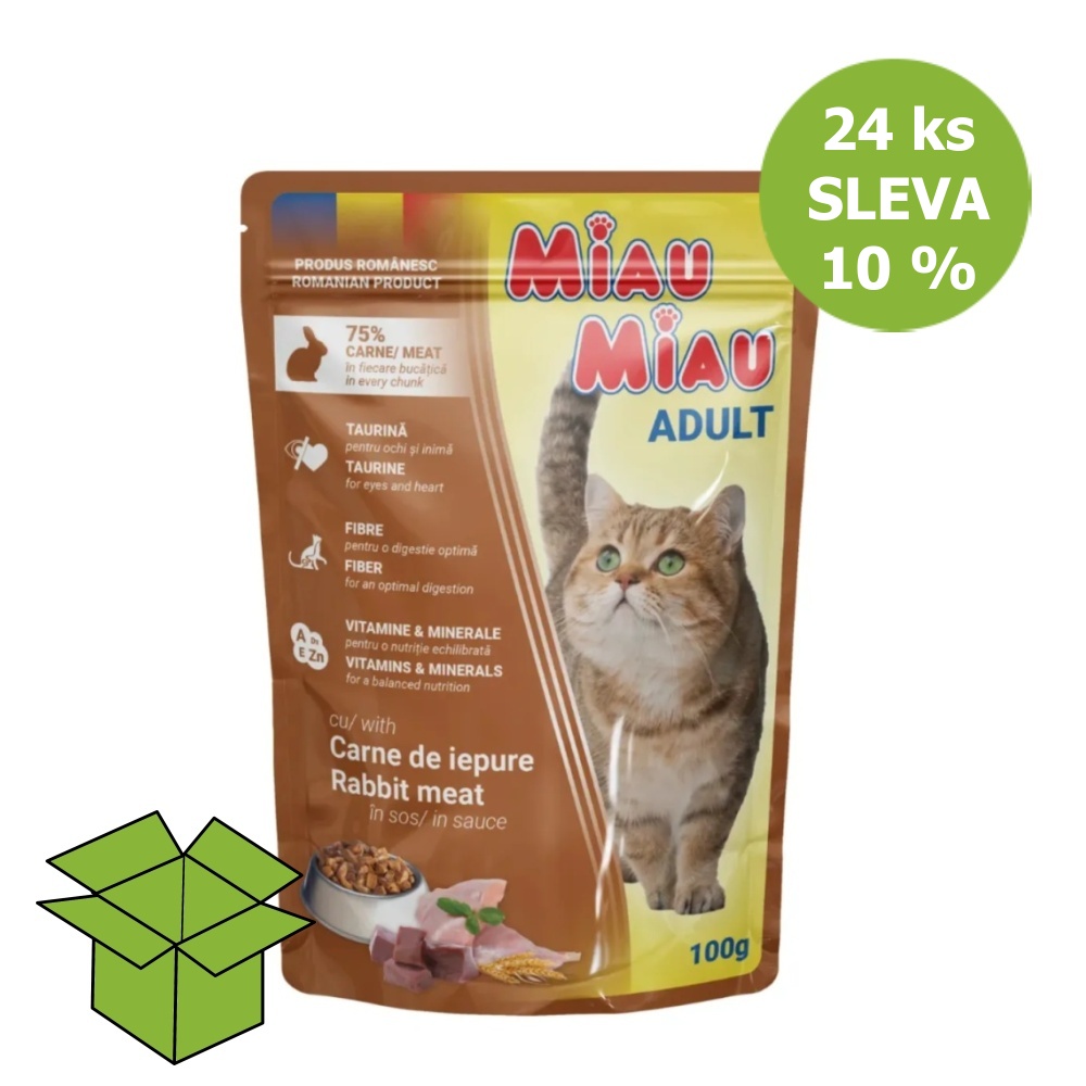 Miau Miau Cat králičí, kapsa 100 g (24 ks) SLEVA 10 %