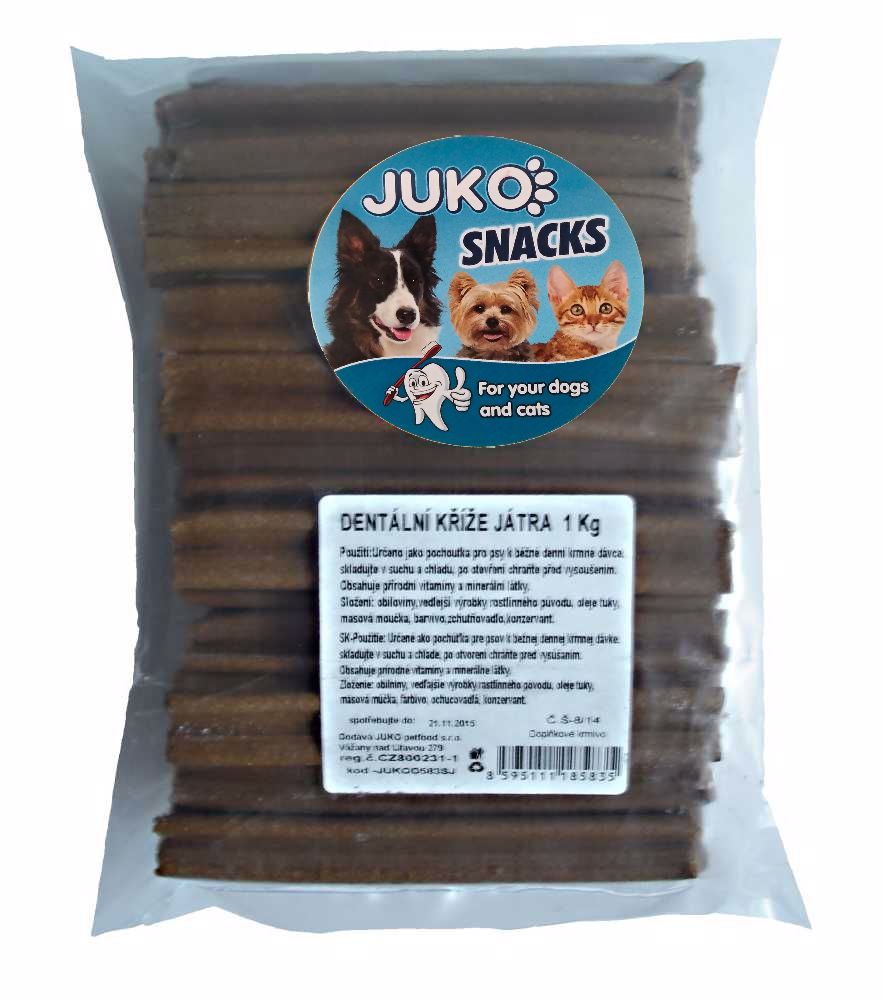 Dentální kříž játrový JUKO Snacks 1 kg (cca 42-51 ks)