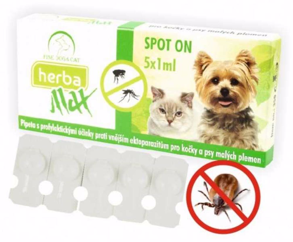 Max Herba Spot-on Dog & Cat repelentní kapsle, pes a kočka (5 x 1 ml)